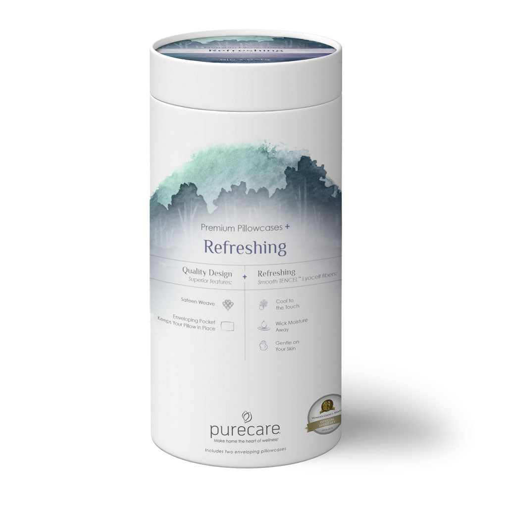 White cylindrical container with 'purecare' branding on a white background