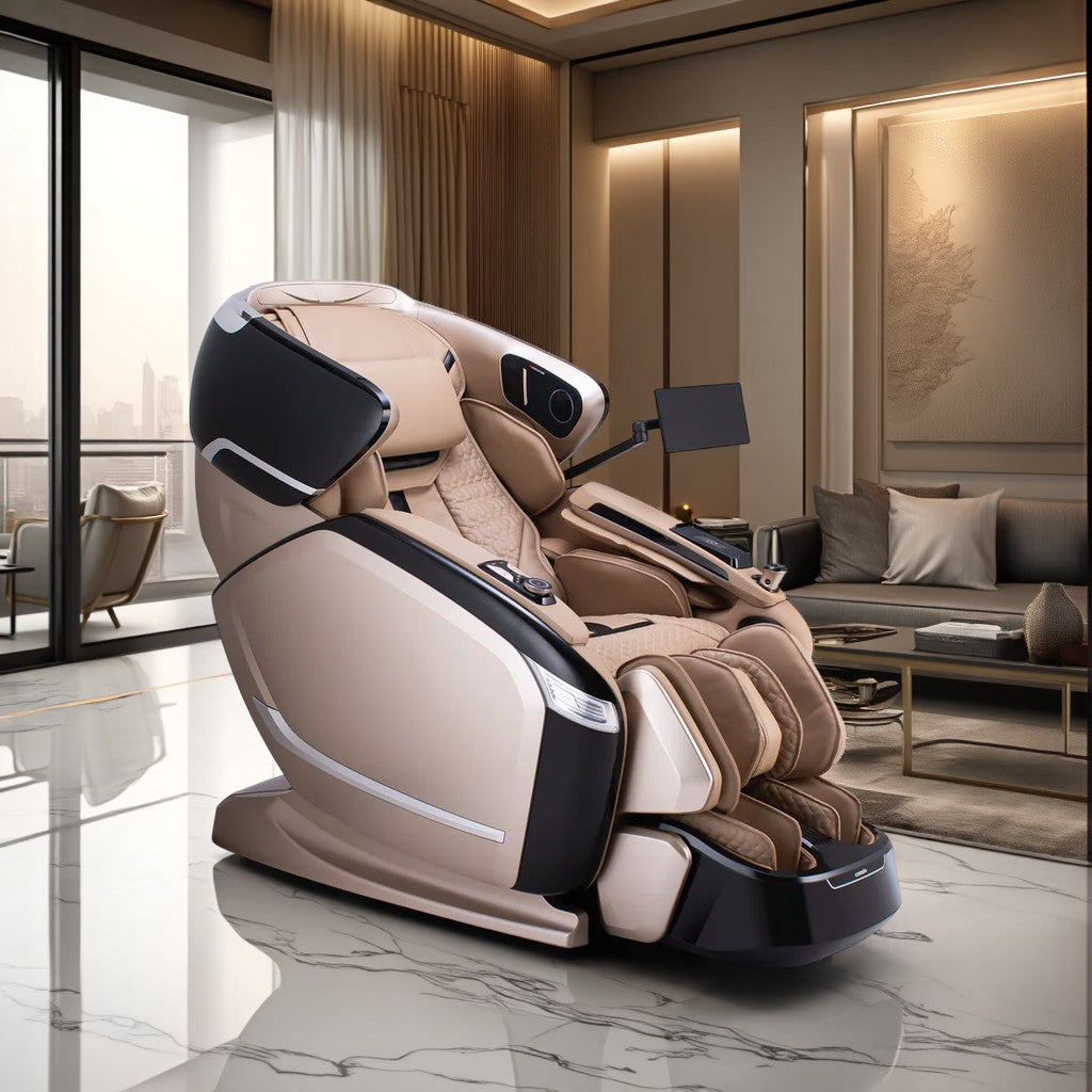 Beige massage chair in a modern living room setting