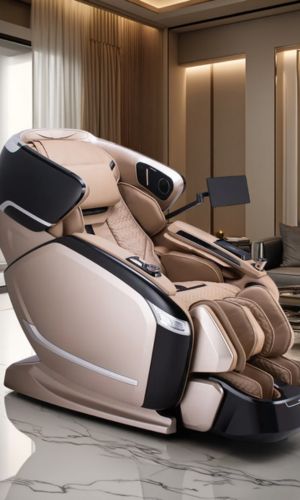 Beige massage chair in a modern room with neutral decor