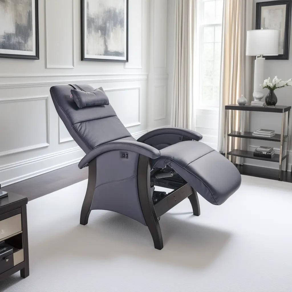 Savoie 3.0 Zero Gravity Powered Recliner in Premium Leather shown in a living room with white walls and neutral colors.