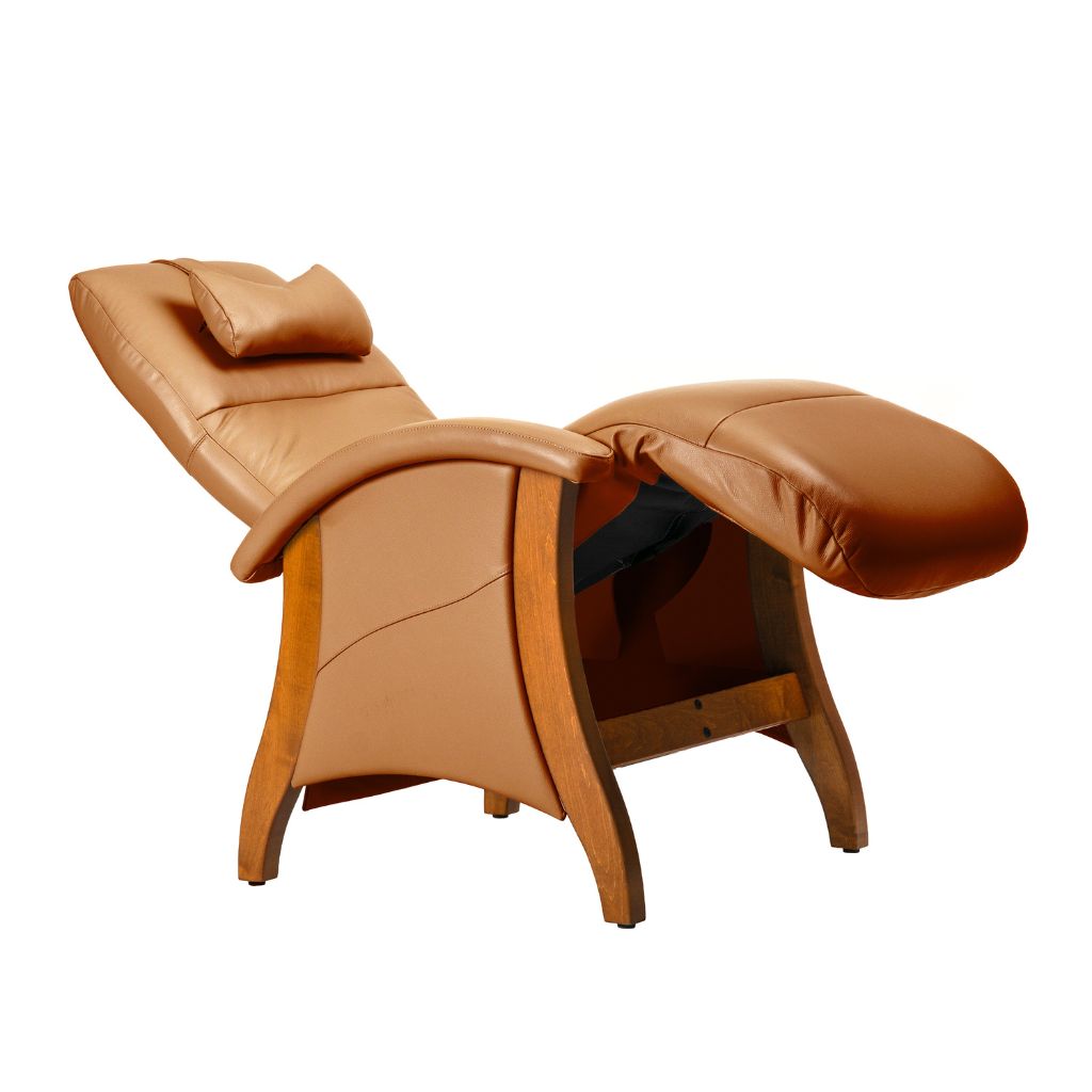 Brown leather recliner chair on a white background