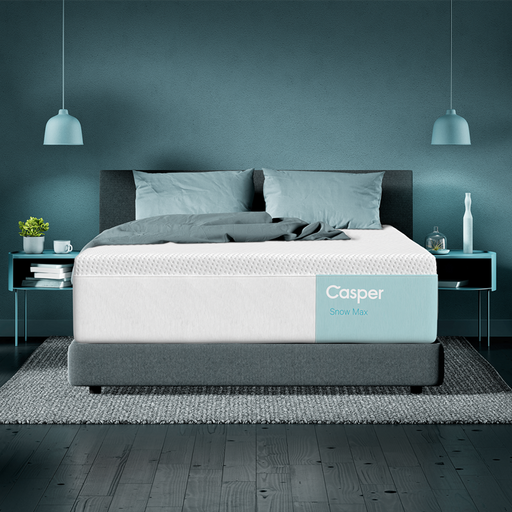 Casper Snow Max Cooling Hybrid 14" Medium-Soft Mattress in a bedroom setting.