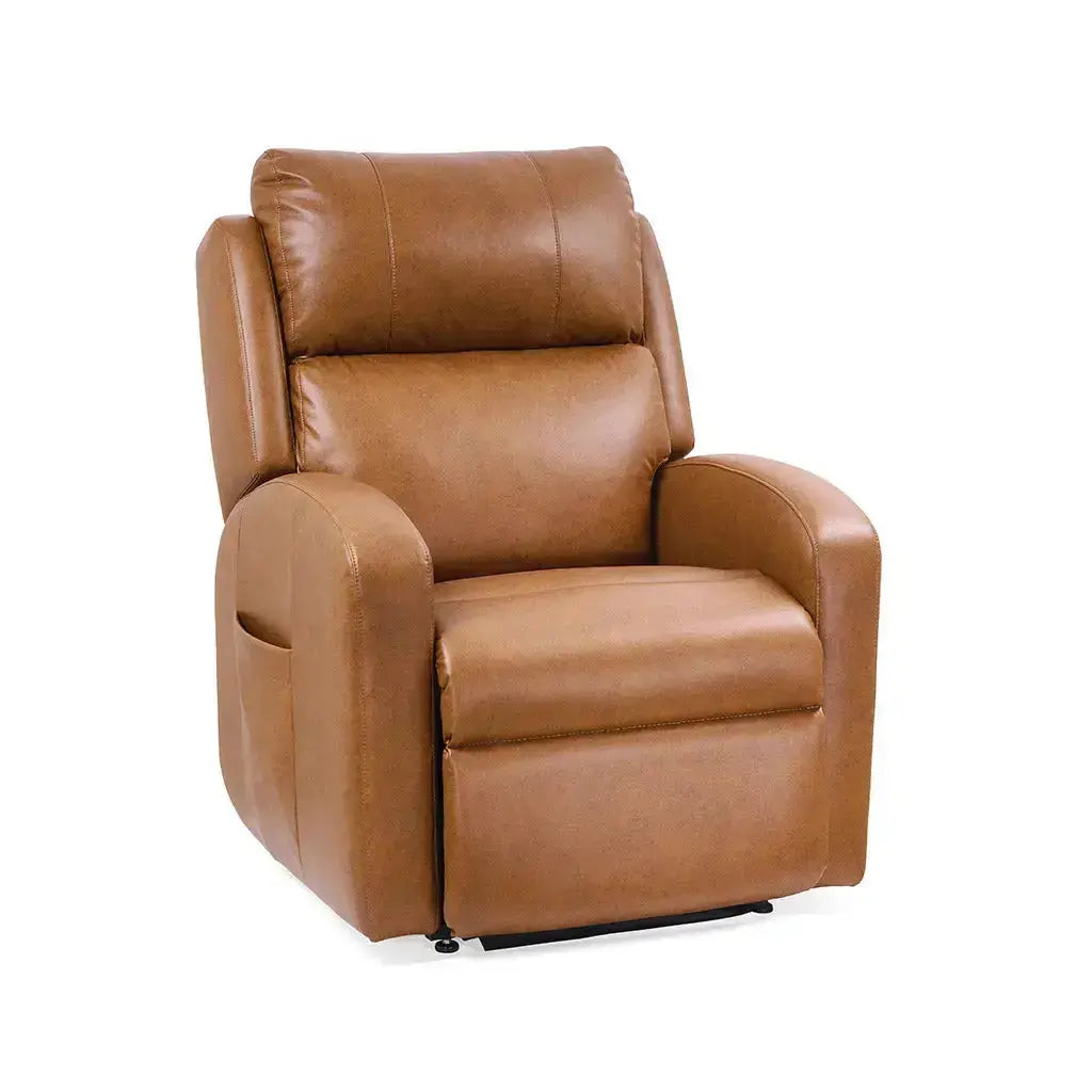Brown leather recliner chair on a white background