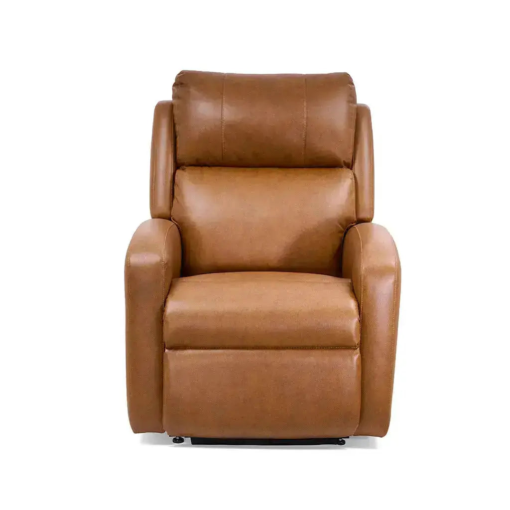 Brown leather recliner chair on a white background