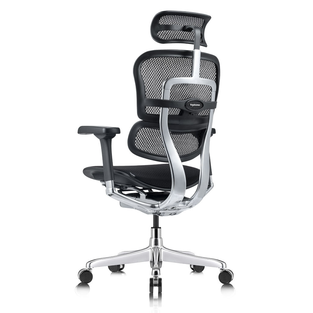 Ergonomic office chair with mesh back and adjustable armrests on a white background