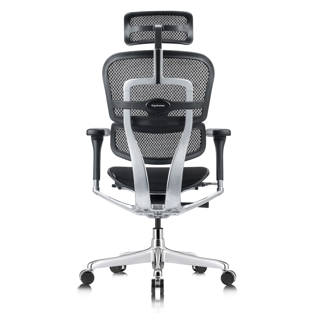 Ergonomic office chair with mesh back and adjustable headrest on a white background