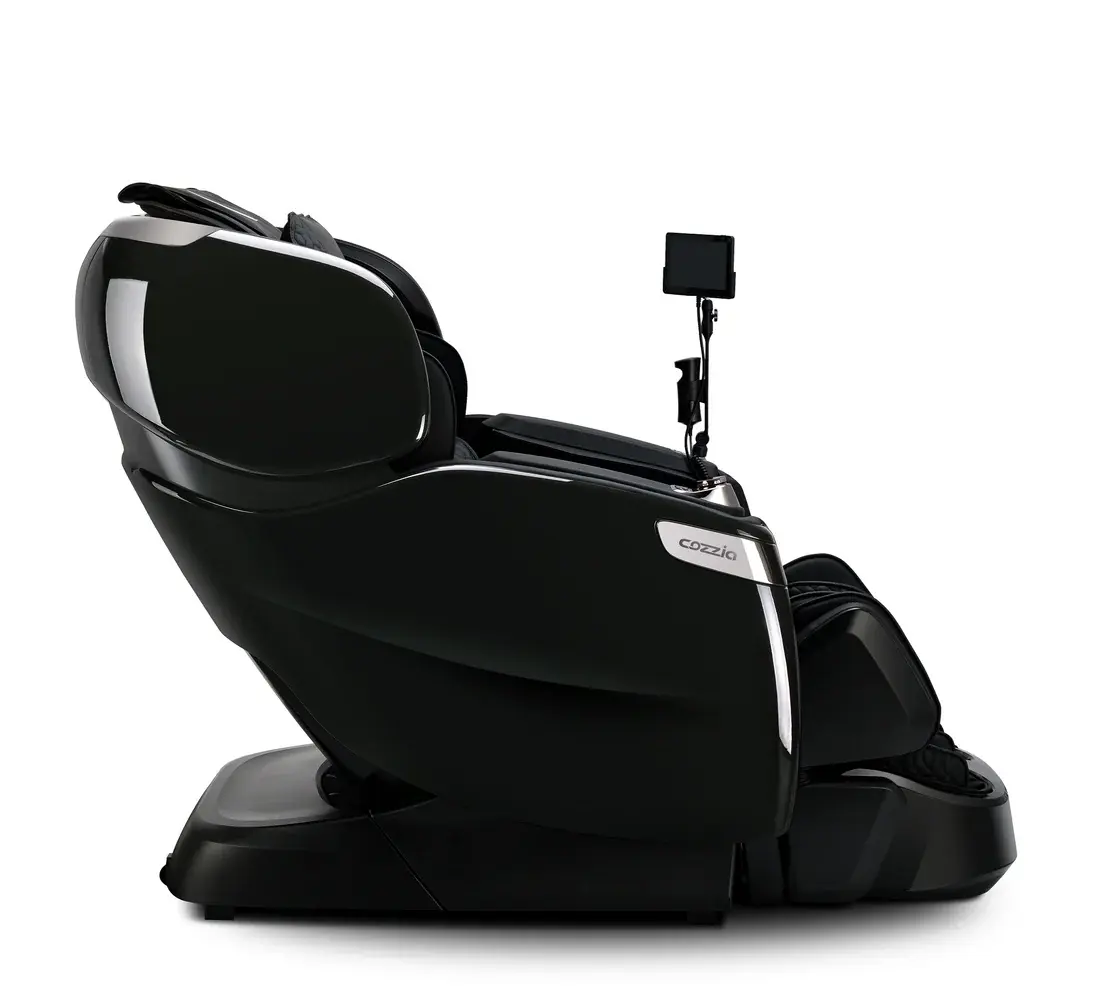 Black massage chair on a white background