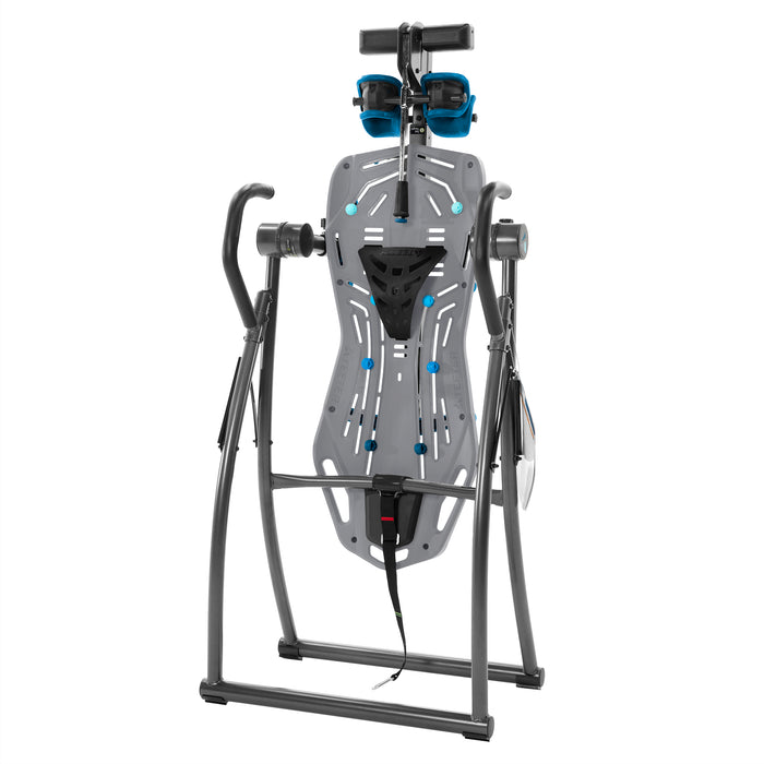 Fitspine XC5 Inversion Table by Teeter, grey blue and black assembled non-use