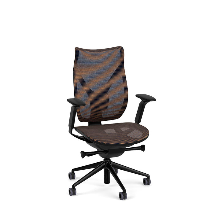 Onda Mid Back Office Chair by Via Seating in a black frame with copper mesh