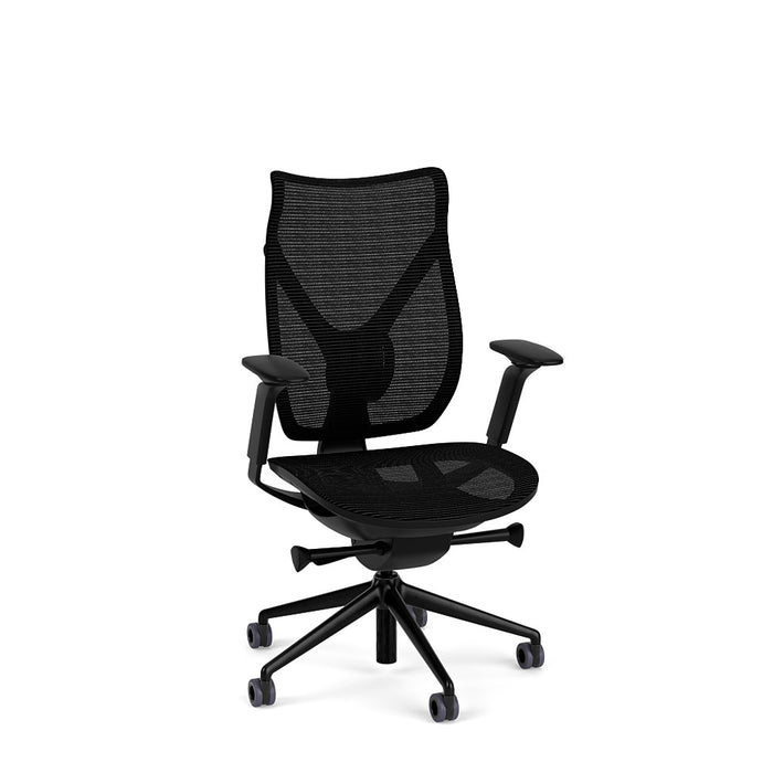 Onda Mid Back Office Chair by Via Seating in a black frame with black copper mesh