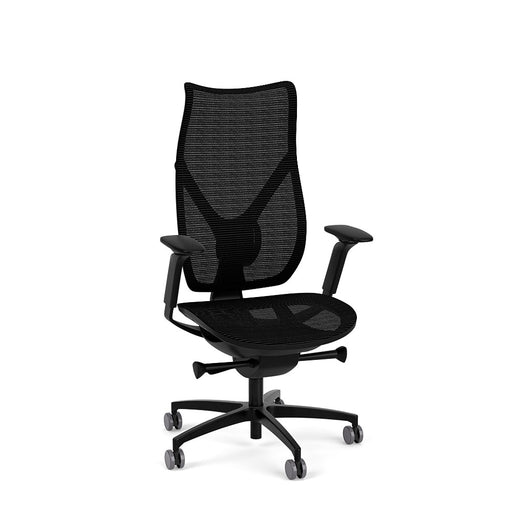 Onda High Back Office Chair by Via Seating in a black frame with black copper mesh