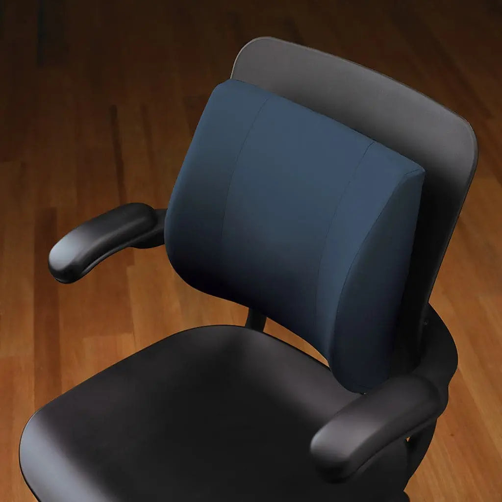 Contour Lumbar Back Cushion shown on a black office chair | Relax The Back