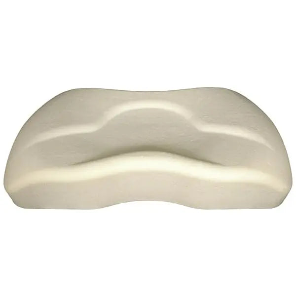 A lateral view of the ContourSide Pillow shows the head cradle, along with air channels on both the left and right sides.