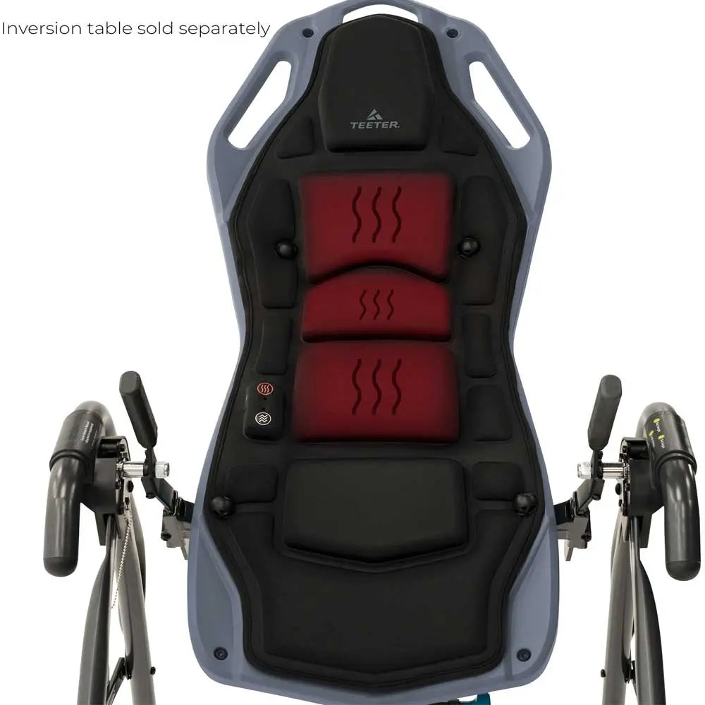 The front view of the Teeter's FitSpine Comfort Cushion shows heat and vibration features. It is made for the FitSpine Inversion Table.