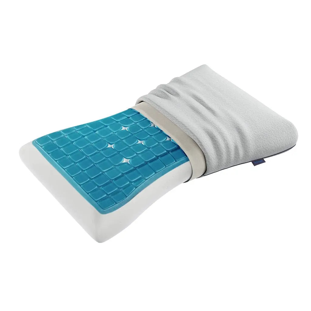 The Lab Pillow by Technogel® features a thick design that partially showcases its internal gel material.