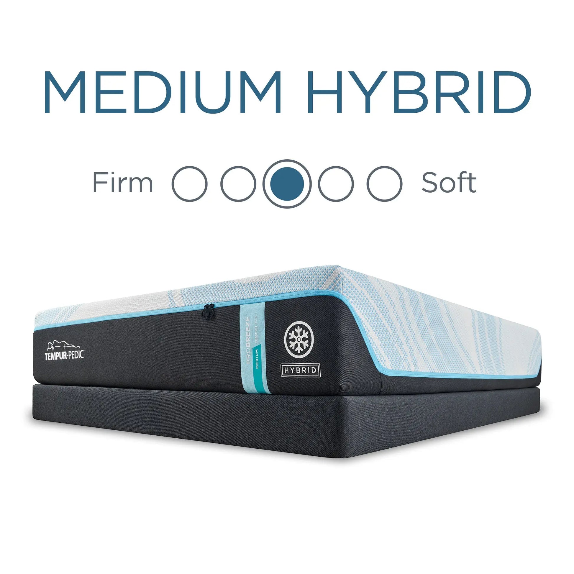 TEMPUR-PRObreeze®° 12" Medium Mattress indicating a medium hybrid feel