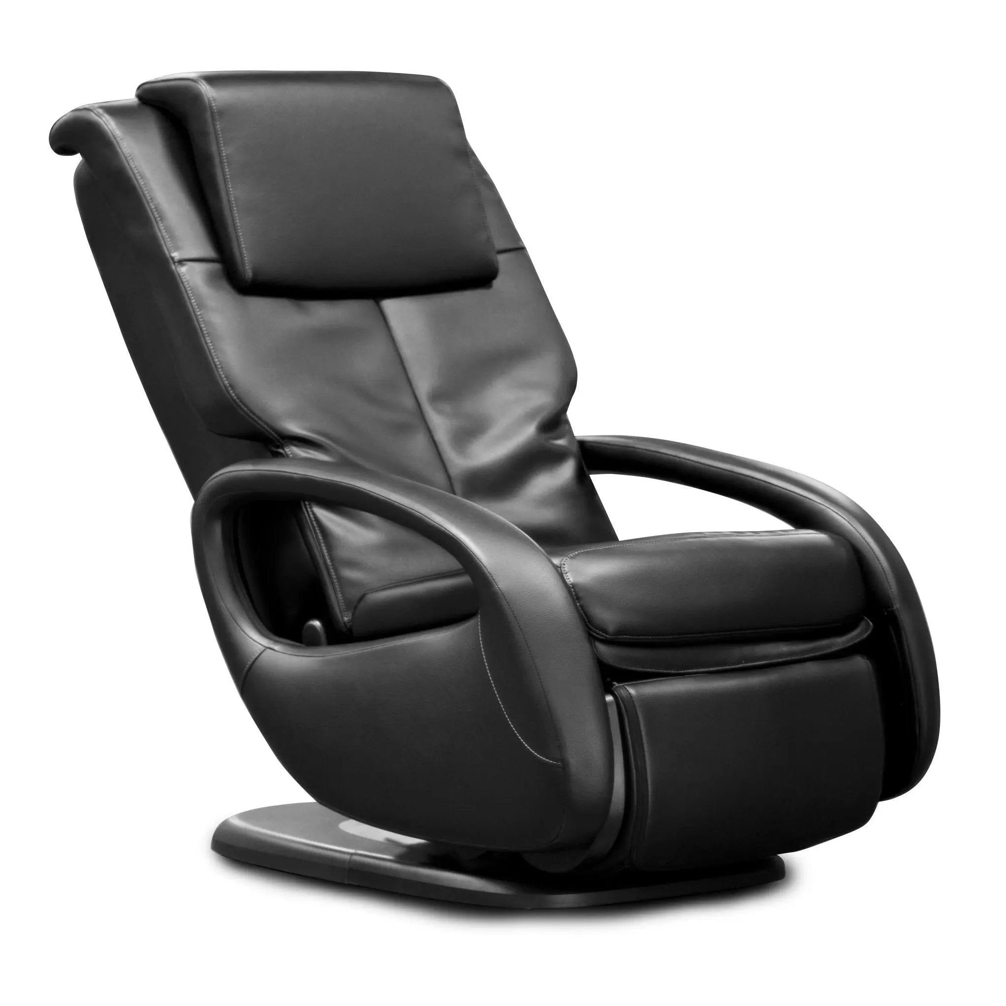 WholeBody® 7.1 Massage Chair by Human Touch® in black with the Foot and Calf Massager with CirQlation® Technology rotated on a white background