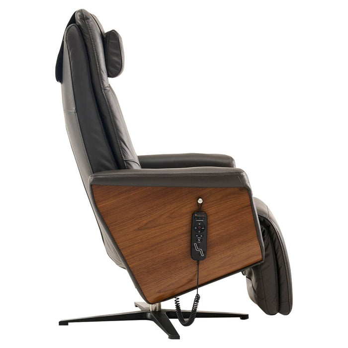 Side view of the Circa Zero Gravity Swivel Chair in espresso | Relax The Back